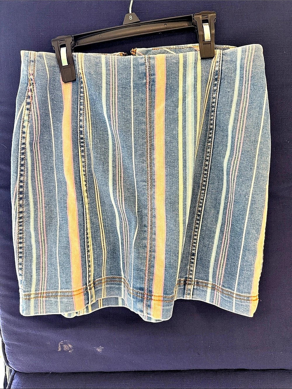 Wild Fable Striped High-Rise Seamed Denim Mini Skirt Denim Mini Skirt Blue &
